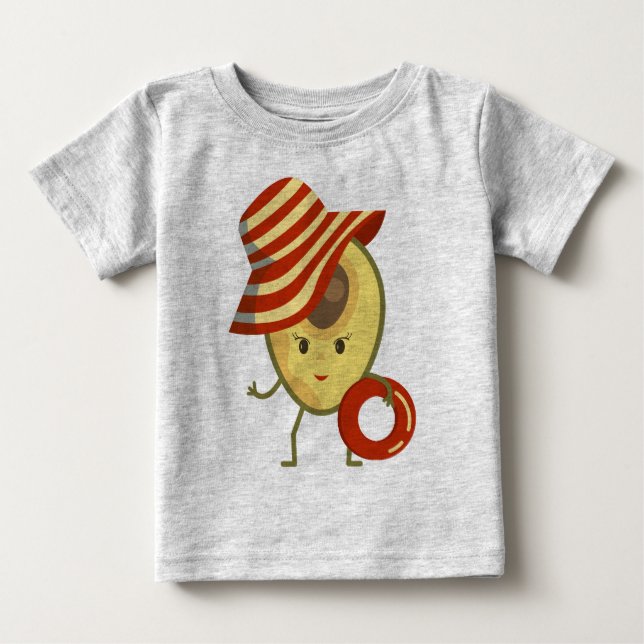 Camiseta Avocado, garota de praia com chapéu de sol e anel  (Frente)