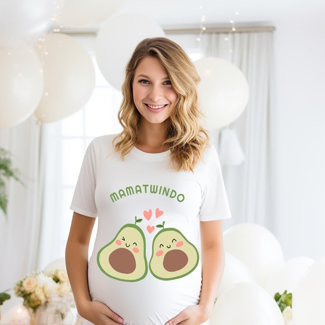 Camiseta Avocado Gênero Gêmeas Neutras Mãe a ser (Avocado Gender Neutral Twins Mom to be T-Shirt)