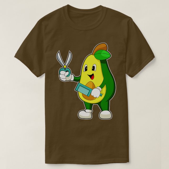 Camiseta Avocado Hairdresser Scissor Comb (Frente do Design)