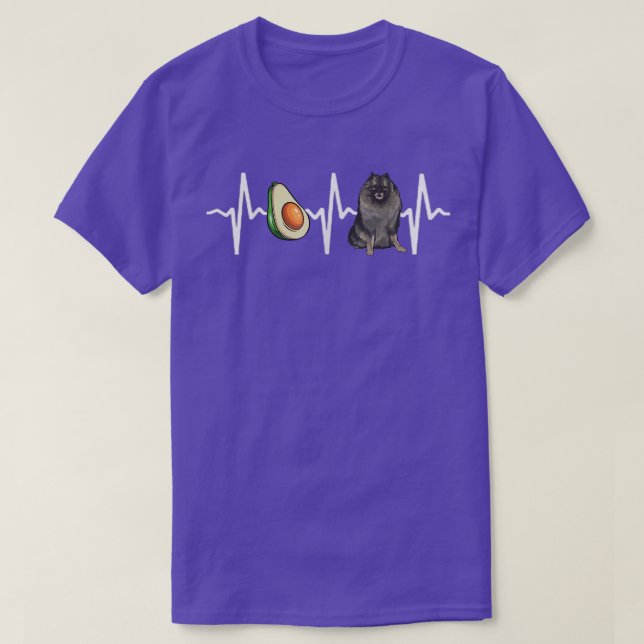 Camiseta Avocado Keeshond Heartbeat Dog Lover (Frente do Design)