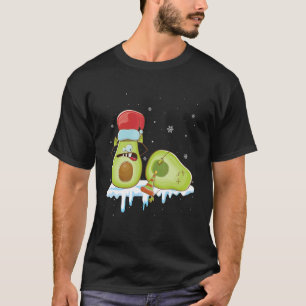 Camiseta Avocado Merry Christmas Vegan Pajama Santa Hat Xma