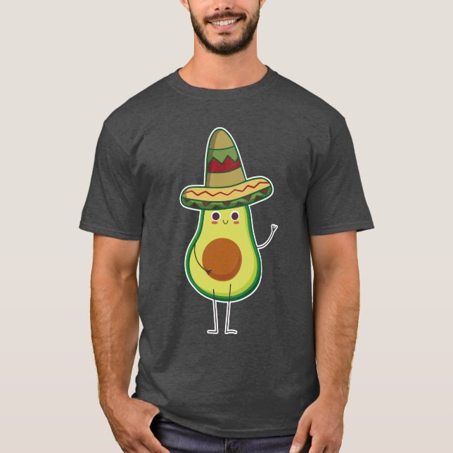 Camiseta Avocado Mexicano com o Sombrero Mexicano Cute Gift (Frente)