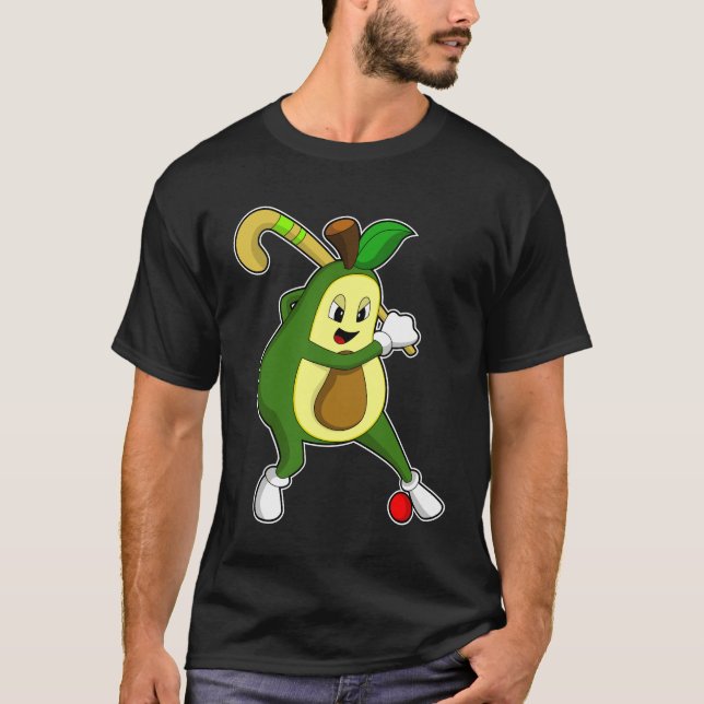 Camiseta Avocado no Hockey com taco de Hóquei (Frente)