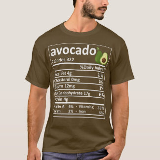 Camiseta Avocado Nutrição Fatos Engraçados Comida Ação de G