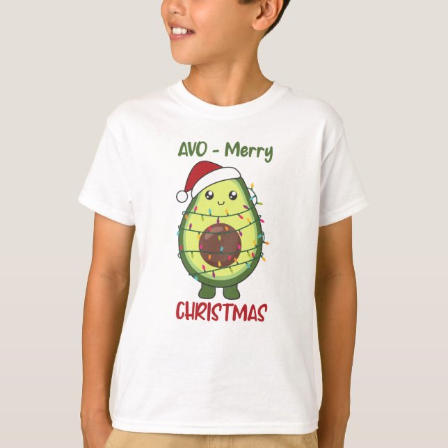 Camiseta Avocado para o Natal Luzes Engraçadas (Frente)