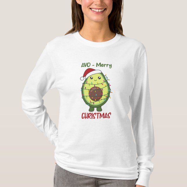 Camiseta Avocado para o Natal Luzes Engraçadas (Frente)