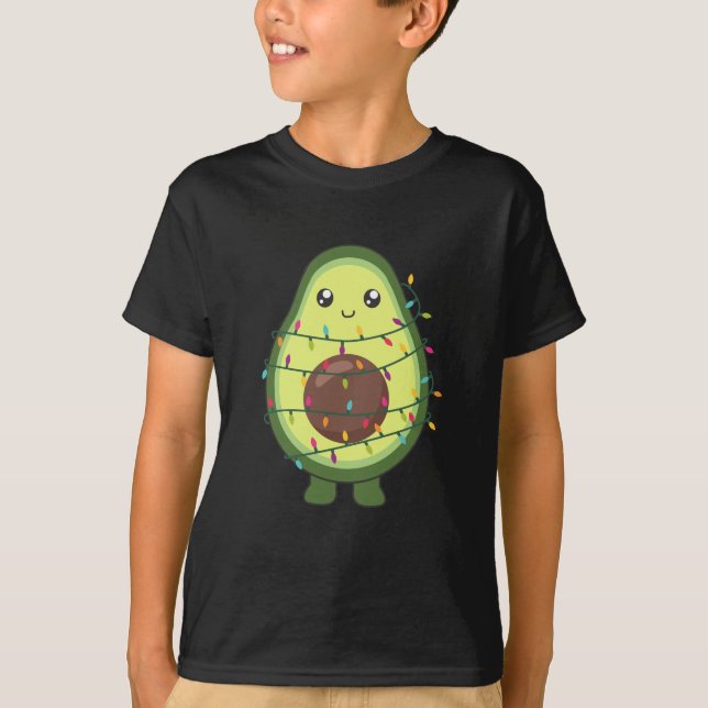 Camiseta Avocado para o Natal Luzes Engraçadas (Frente)