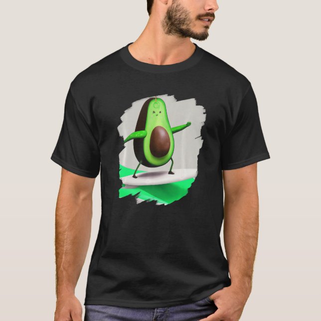 Camiseta Avocado Surfing Surfer Riding Wave Ocean Cool Surf (Frente)