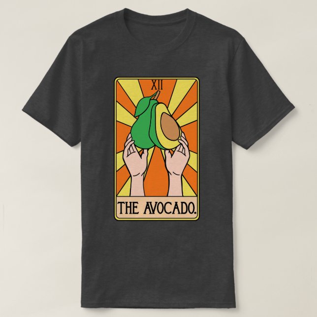 Camiseta Avocado Tarot Card Engraçado (Frente do Design)