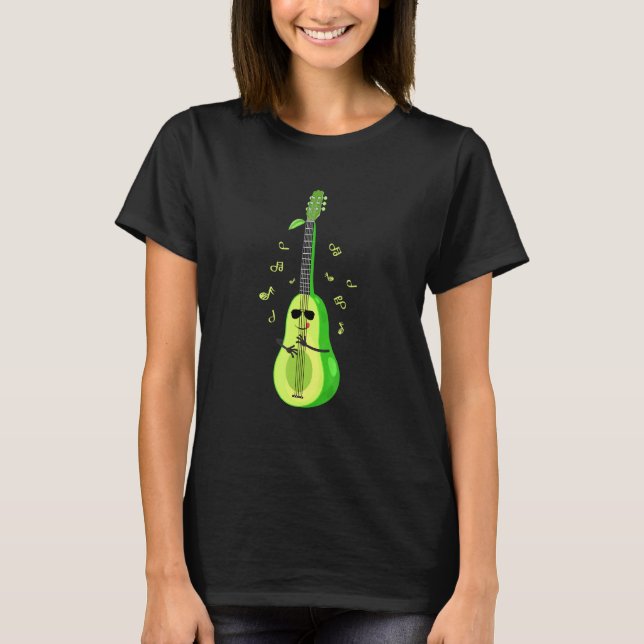 Camiseta Avocado Tocando Violão - Músico Acústico Elétrico (Frente)