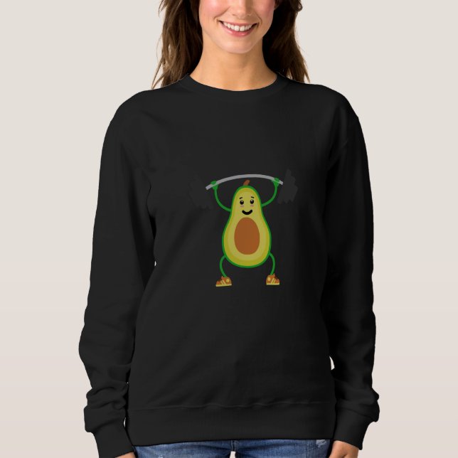 Camiseta Avocado Vegan Little Man or Woman In Gym Weightlif (Frente)