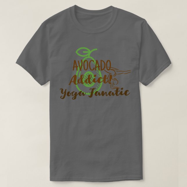 Camiseta Avocado Viciado em Yoga Fanatic (Frente do Design)