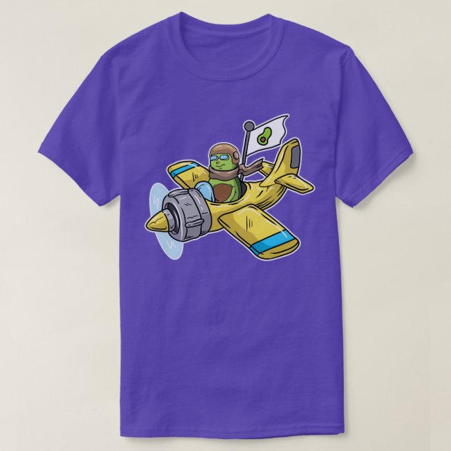 Camiseta Avocado voando num avião (Frente do Design)