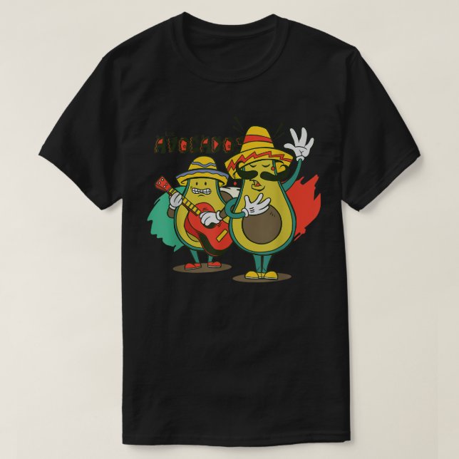 Camiseta Avocados tocando guitarra (Frente do Design)