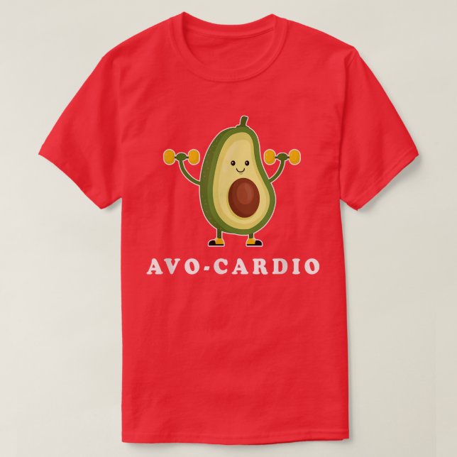 Camiseta AvoCardio Funny Pun Workout Executando Avocado (Frente do Design)