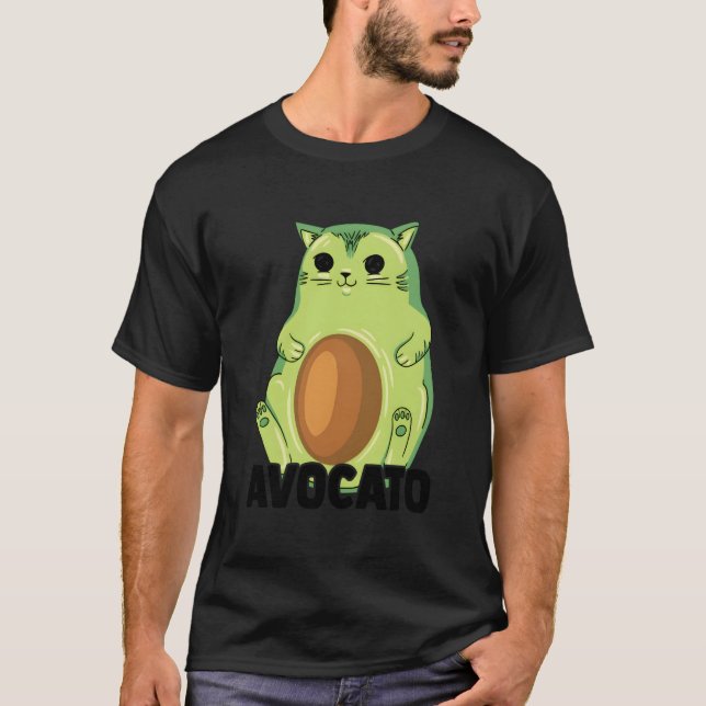 Camiseta Avocato Cat Avocado Food Pun Fruit Vegans Cat (Frente)