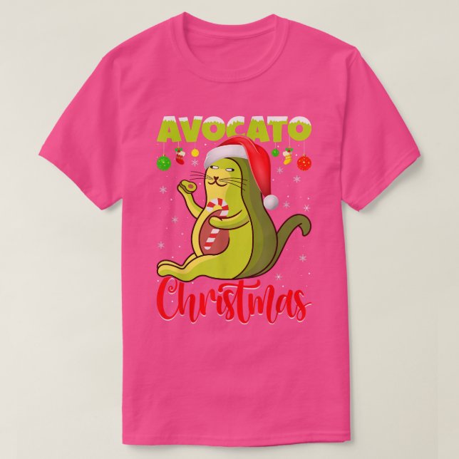 Camiseta Avocato Cat Lover Xmas Luzes Papais noeis Avocado  (Frente do Design)