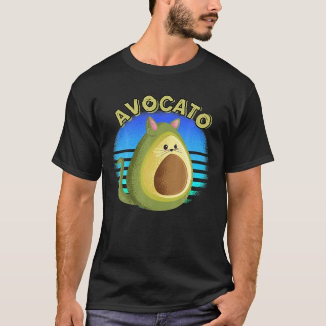 Camiseta Avocato Engraçado Gato Avocado Presente Para Vegan (Frente)