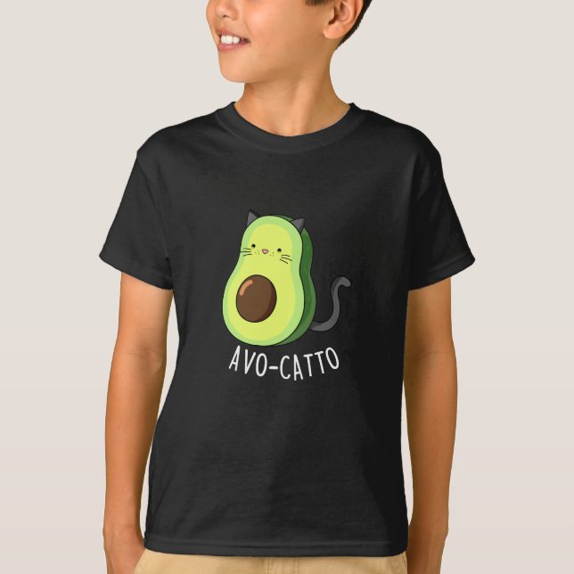 Camiseta Avocatto Funny Avocado Cat Pun Dark BG (Frente)