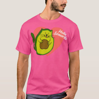 Camiseta Avogato avocado gato Hola señorita TSirt Clássica