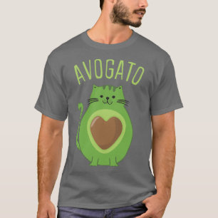 Camiseta Avogato Chubby Avocado Gato Coração Bonita Avoca