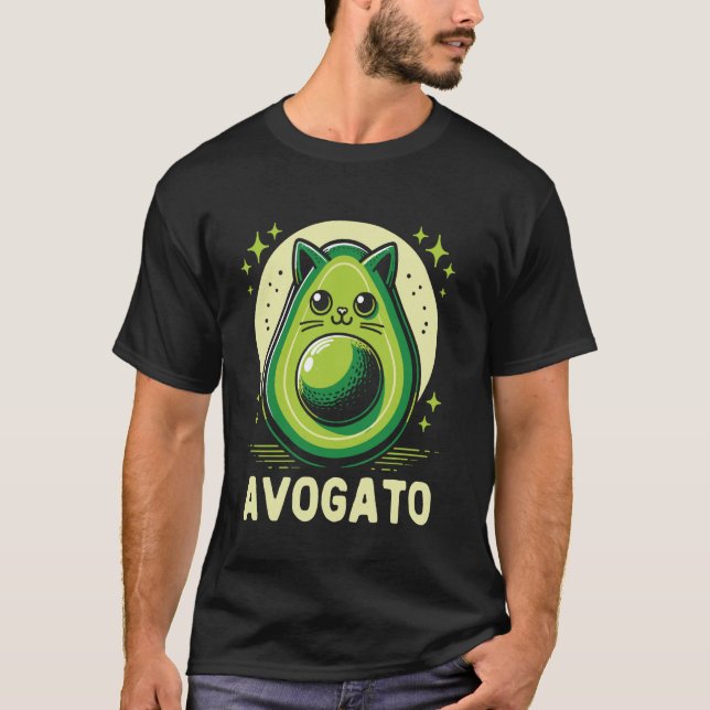 Camiseta Avogato Engraçado - Design de Ilustração de Gato A (Frente)