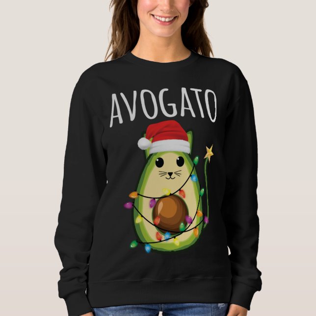 Camiseta Avogato Papais noeis Avocado Gato de Natal Engraça (Frente)