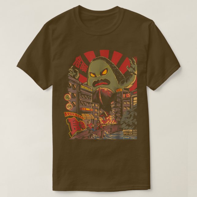 Camiseta Avokiller Avocado Guacamole Kaiju Monster Japonês (Frente do Design)