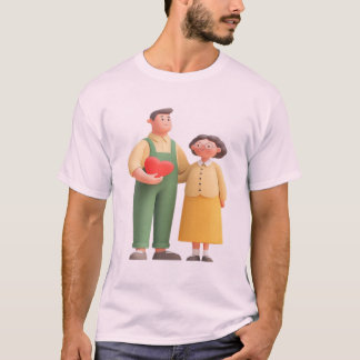 Camiseta Avós Amor Eterno PNG - Casal Idoso Fofo 3D