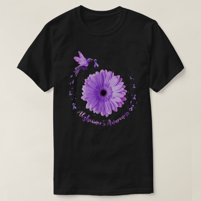 Camiseta Aw do Beijo Girassol Roxo Roxo Fita Alzheimer (Frente do Design)
