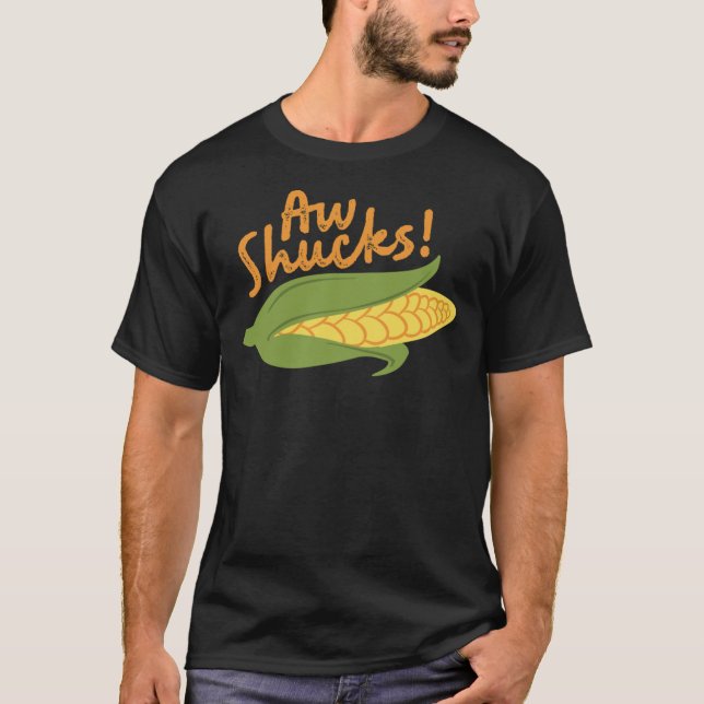Camiseta Aw Shucks Design Clássico de Milho Corno (Frente)