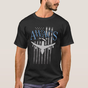 Camiseta Awacs Sobre A Bandeira Dos Eua
