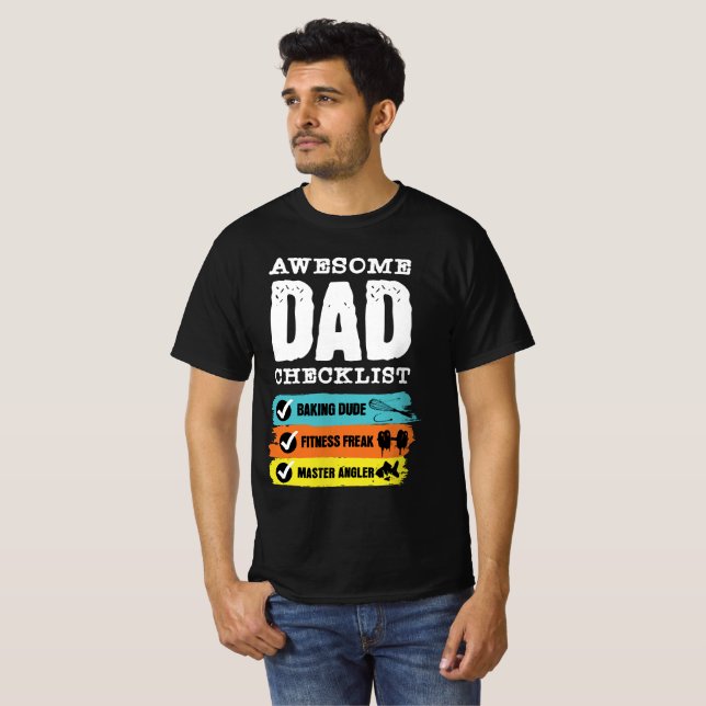 Camiseta Awesome Dad Checklist Funny Father’s Day (Frente Completa)