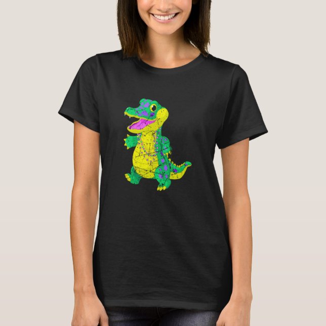 Camiseta Awesome Festival Madri Gras Alligator Beads Men Wo (Frente)