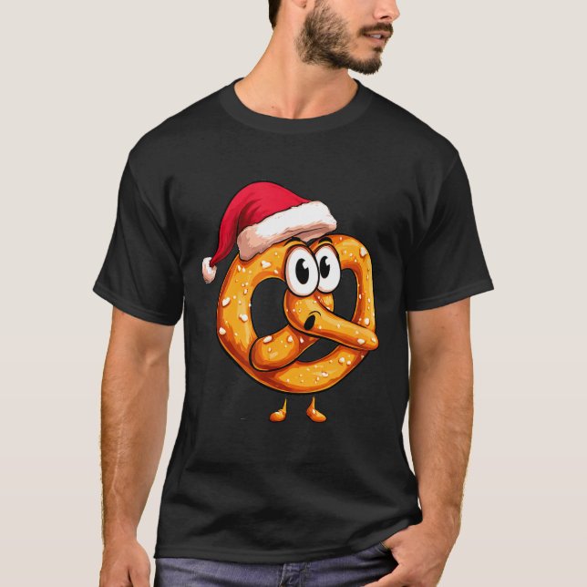 Camiseta Awesome Festive Pretzel With Santa Claus Hat Costu (Frente)
