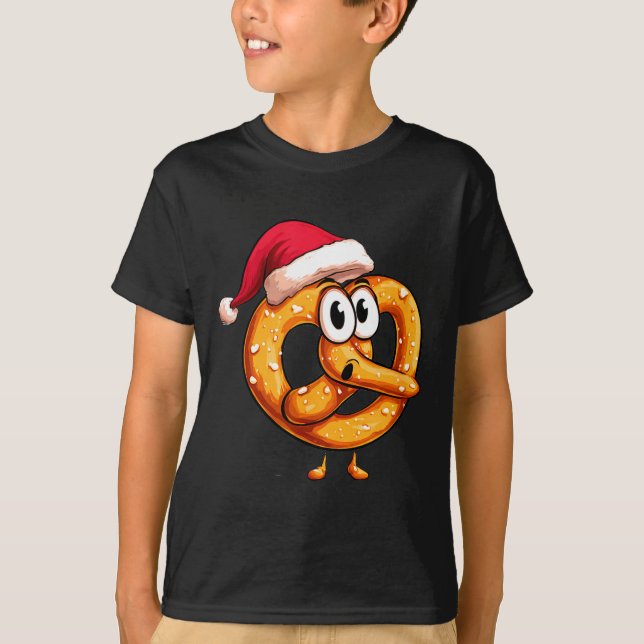 Camiseta Awesome Festive Pretzel With Santa Claus Hat Costu (Frente)