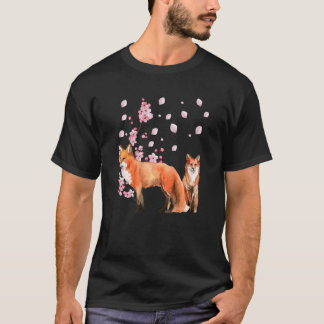 Camiseta Awesome Foxes Lovers Shirt Japanese Cherry Flower 