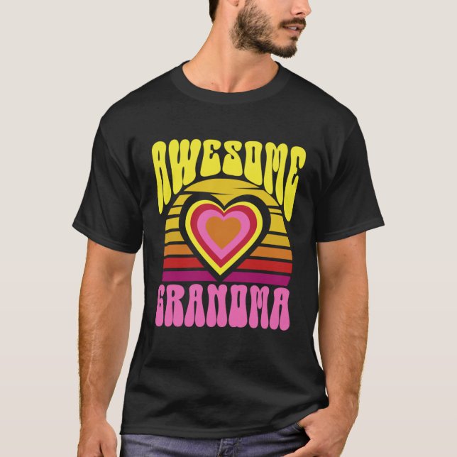 Camiseta Awesome Grandma Cute Sunset Hearts Mother s Day Re (Frente)