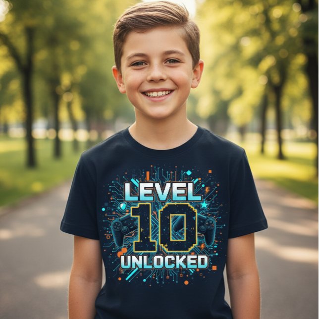 Camiseta Awesome Level 10 Unlocked Gamer Kids Birthday Tee (Criador carregado)