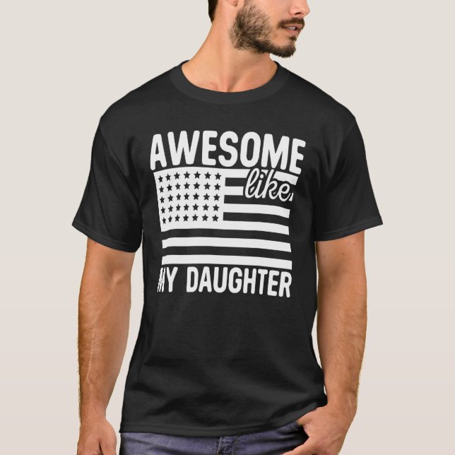 Camiseta Awesome Like My Daughter Retro Men Dad  Fathers 1 (Frente)