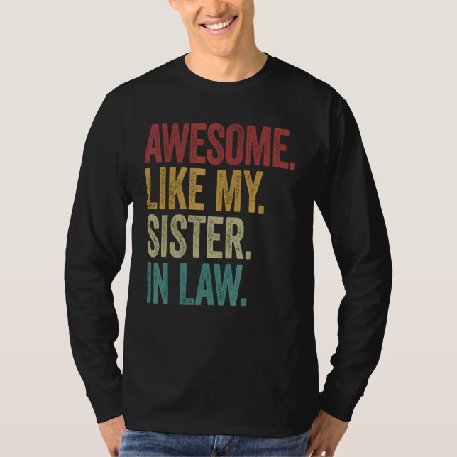 Camiseta Awesome like my sister in law retro new husband sp (Frente)