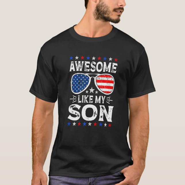 Camiseta Awesome Like My Son Retro American Flag Parents' D (Frente)