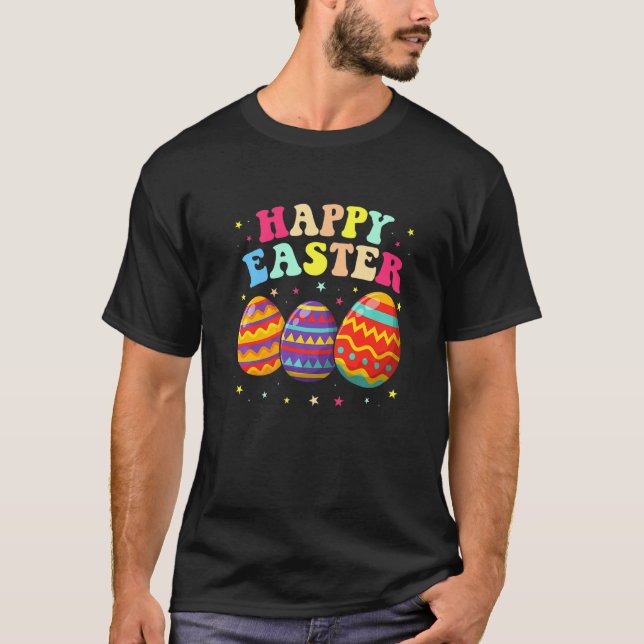 Camiseta Awesome  Rabbit Eggs Cute Happy Easter Day Eggs Fa (Frente)