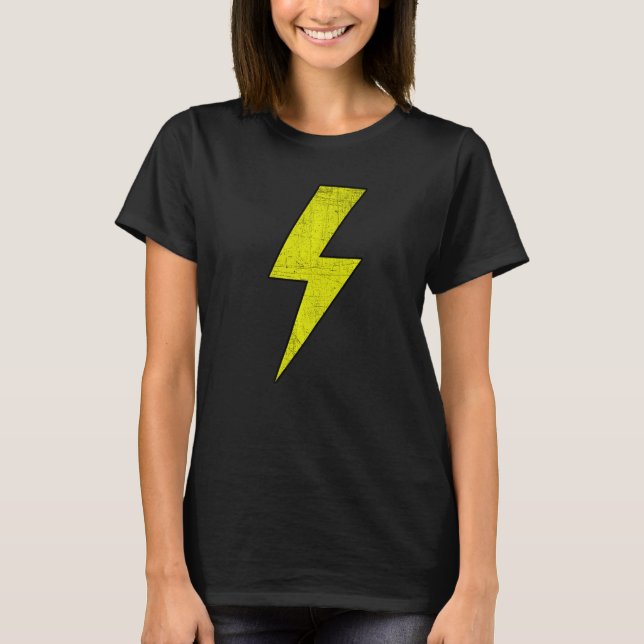 Camiseta Awesome Retro Front & Back BLACK & YELLOW Lightnin (Frente)