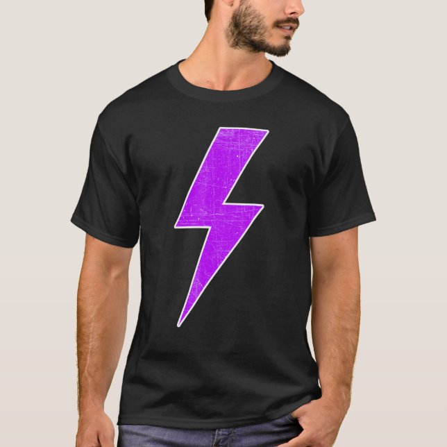 Camiseta Awesome Retro Front & Back PURPLE & WHITE Lightnin (Frente)