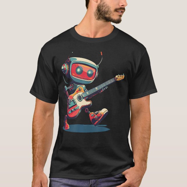 Camiseta Awesome Rocking Robot With Electric Guitar In Hand (Frente)