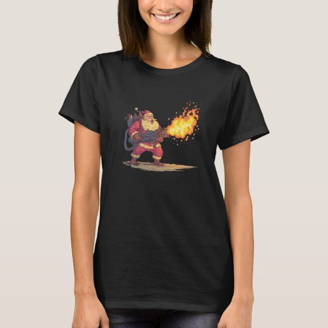 Camiseta Awesome Santa Claus with Flamethrower Costume (Frente)