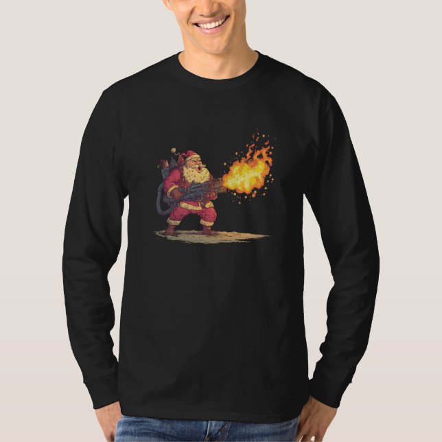 Camiseta Awesome Santa Claus with Flamethrower Costume (Frente)