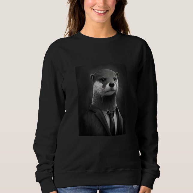 Camiseta Awesome Sea Otter Animal Cool Otter In Black Suit (Frente)