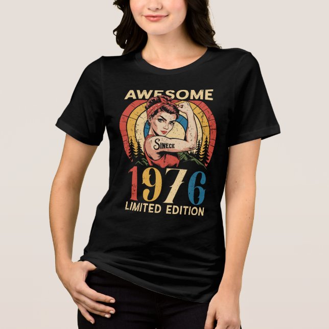 Camiseta Awesome Since 1976 50th Women's Birthday Vintage   (Frente)